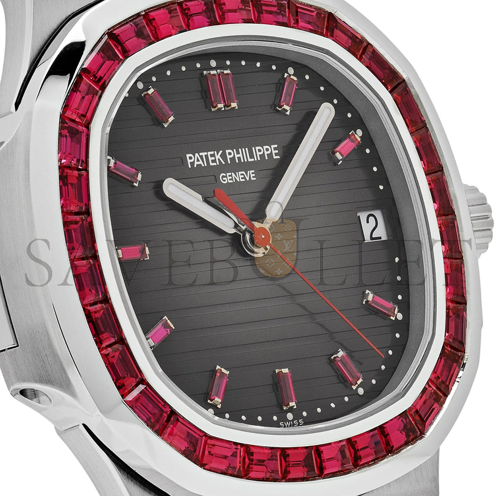 PATEK PHILIPPE NAUTILUS PLATINUM GREY DIAL RUBY BEZEL 5711/112P-001